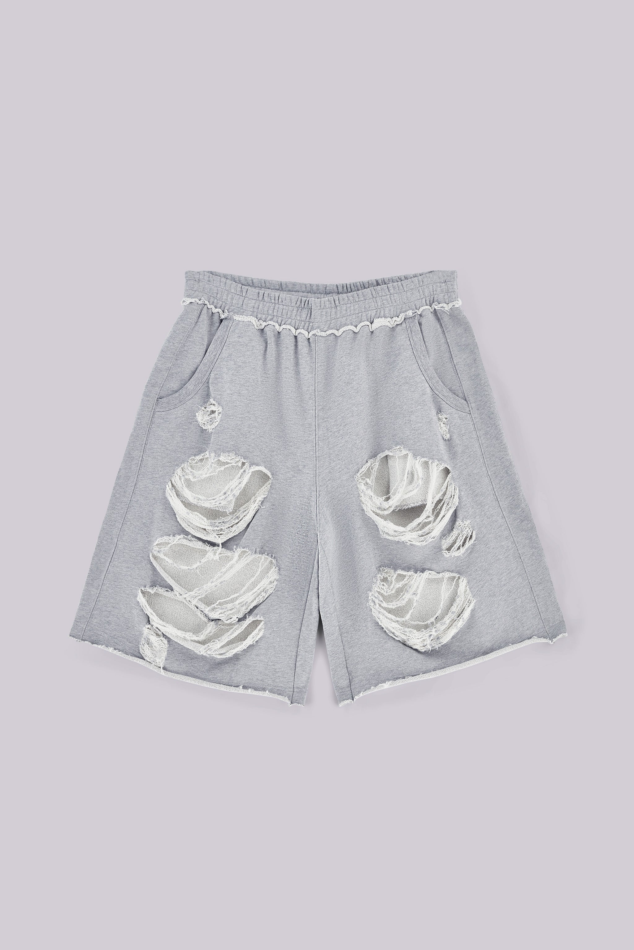 Grey Distressed Monster Shorts