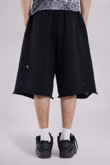 Black Distressed Monster Shorts