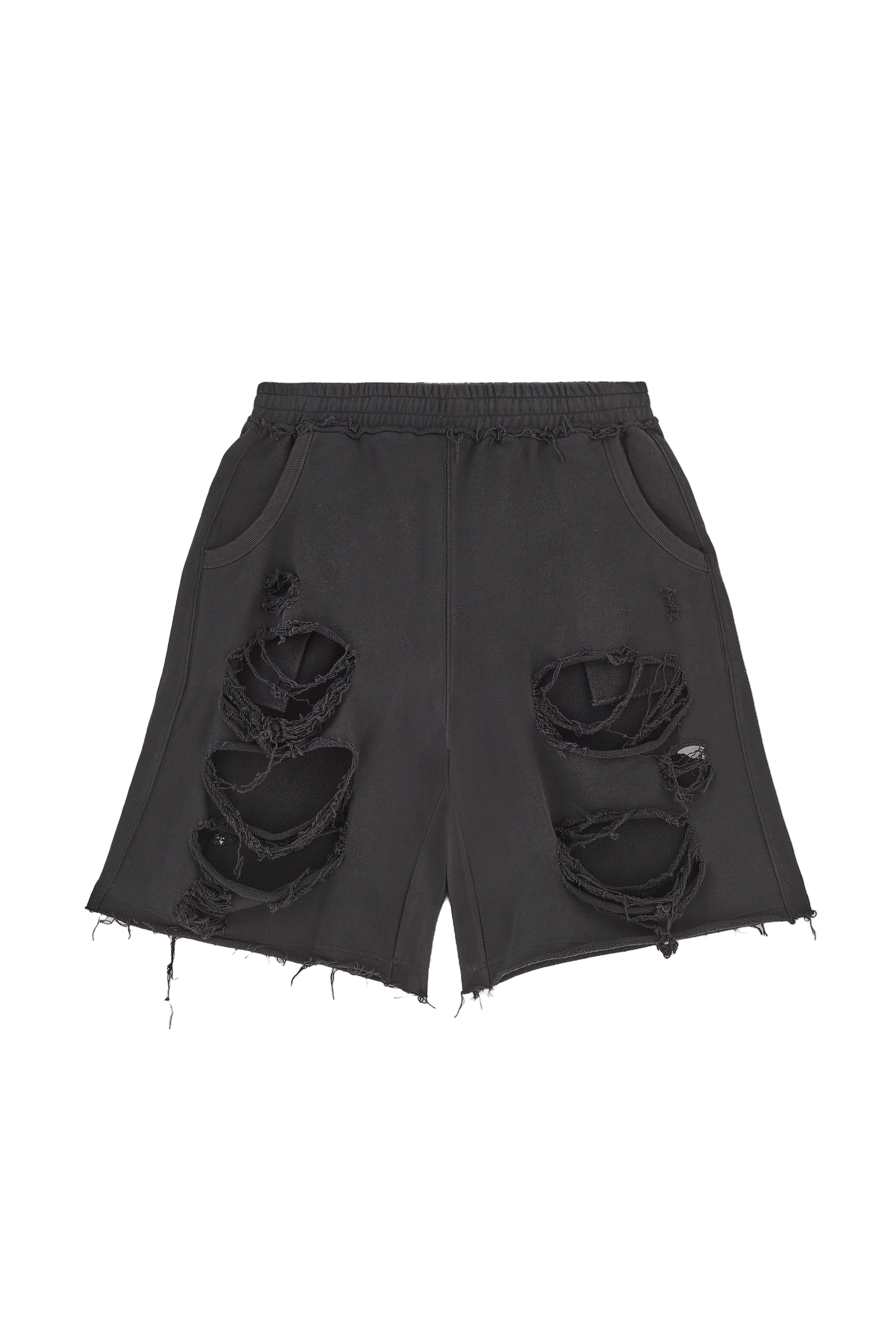 Black Distressed Monster Shorts