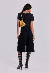 Black Distressed Monster Shorts