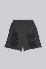 Black Distressed Monster Shorts