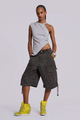 Charcoal Leopard Cadet Baggy Shorts