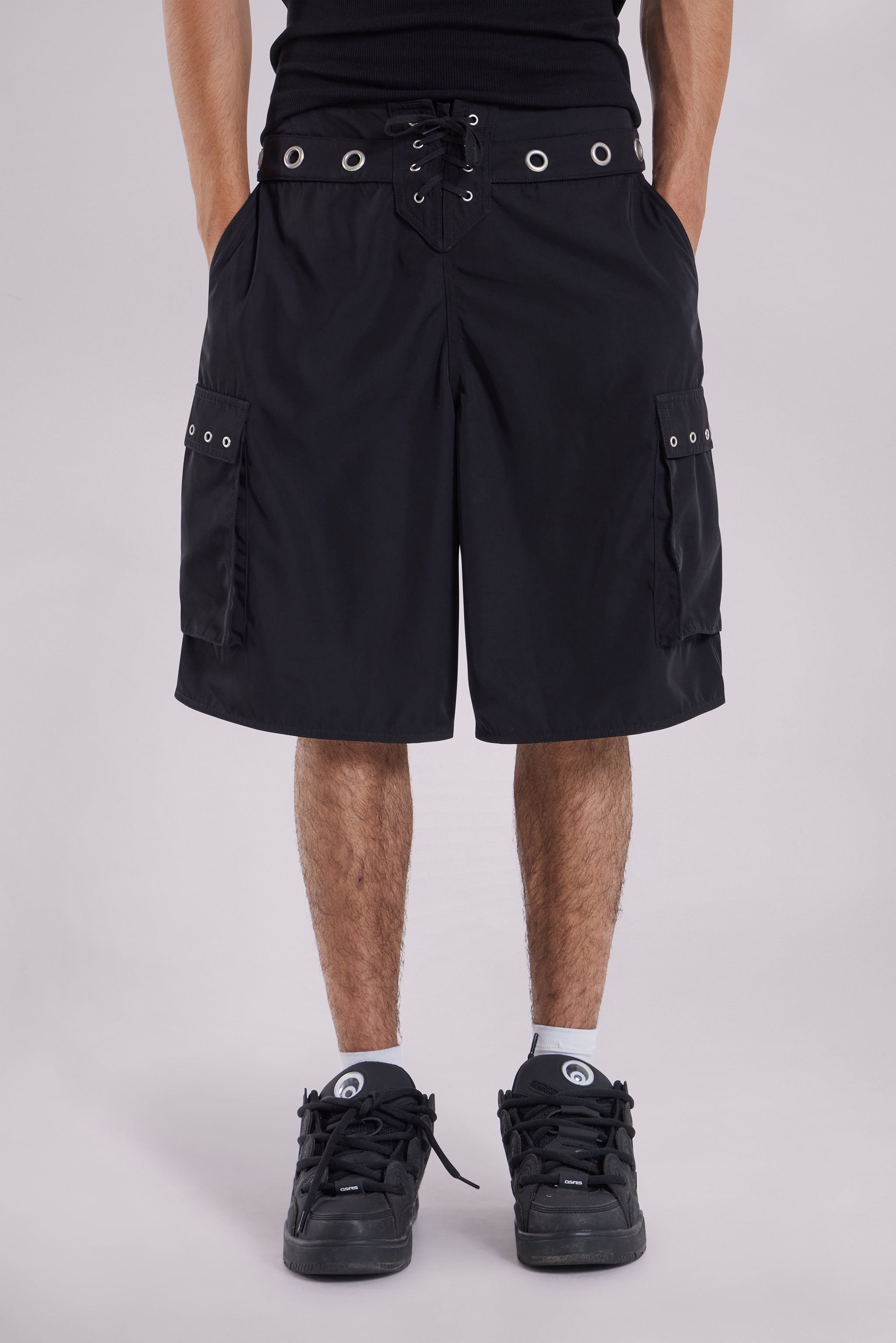 Black Eyelet Board Shorts