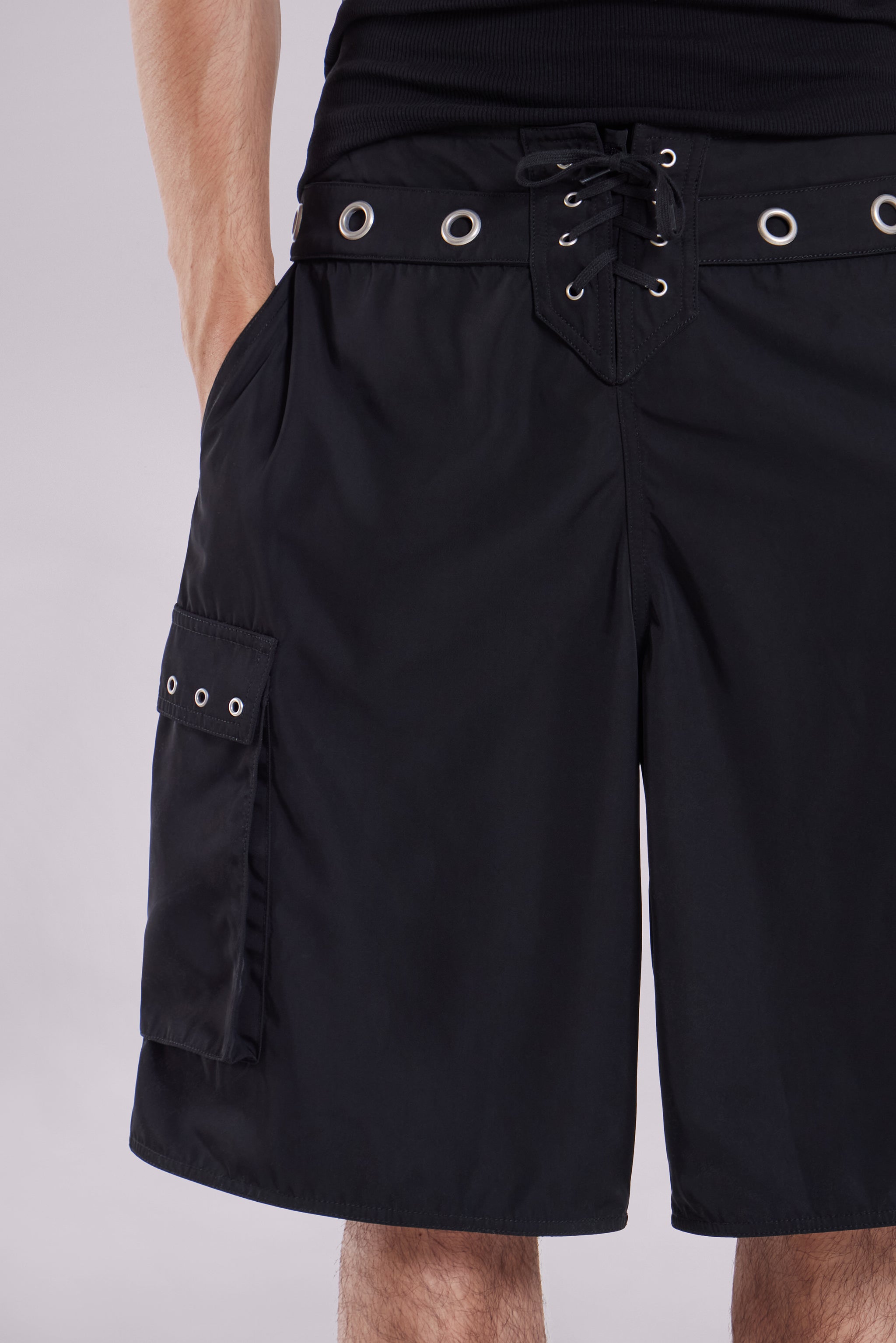 Black Eyelet Board Shorts
