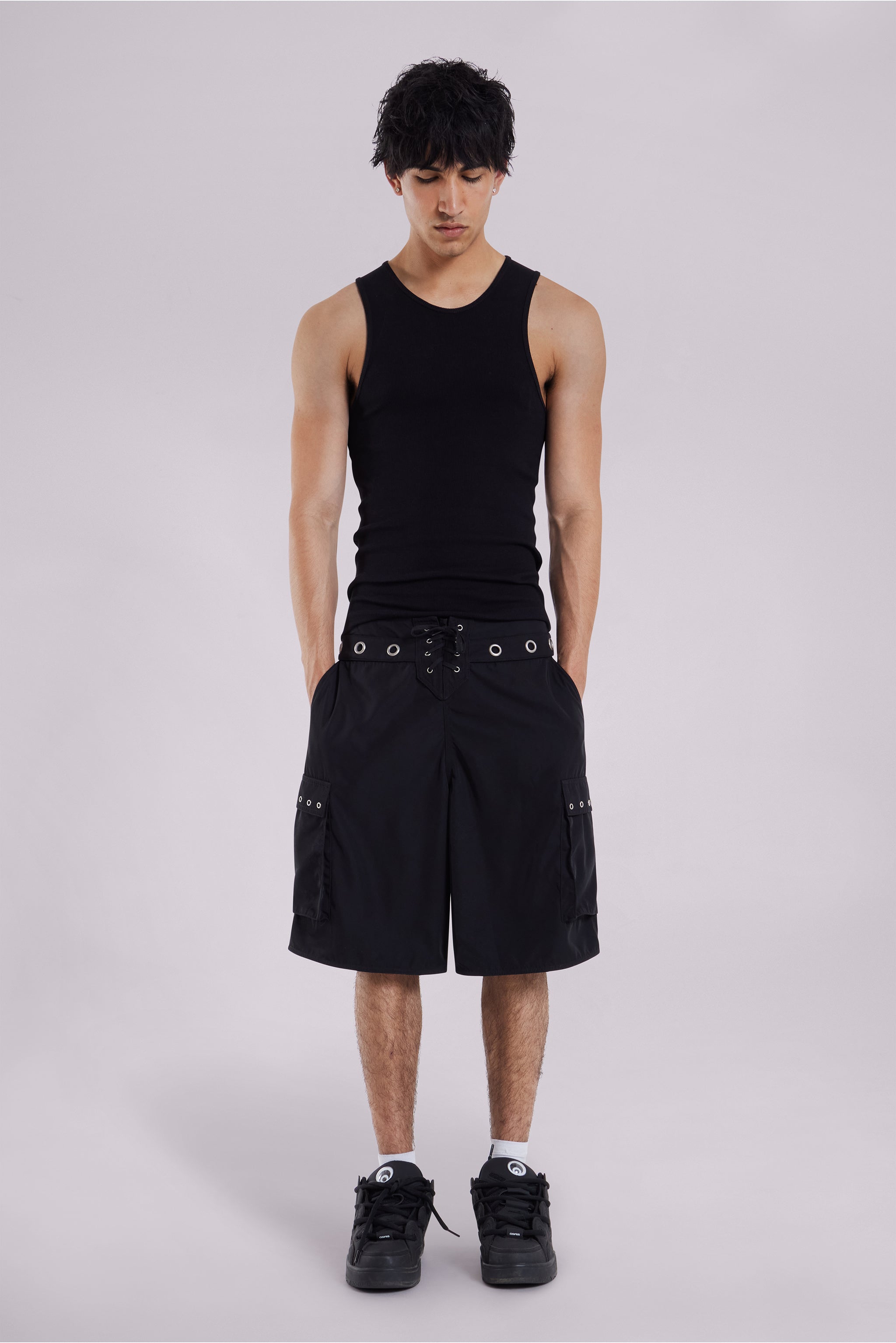 Black Eyelet Board Shorts