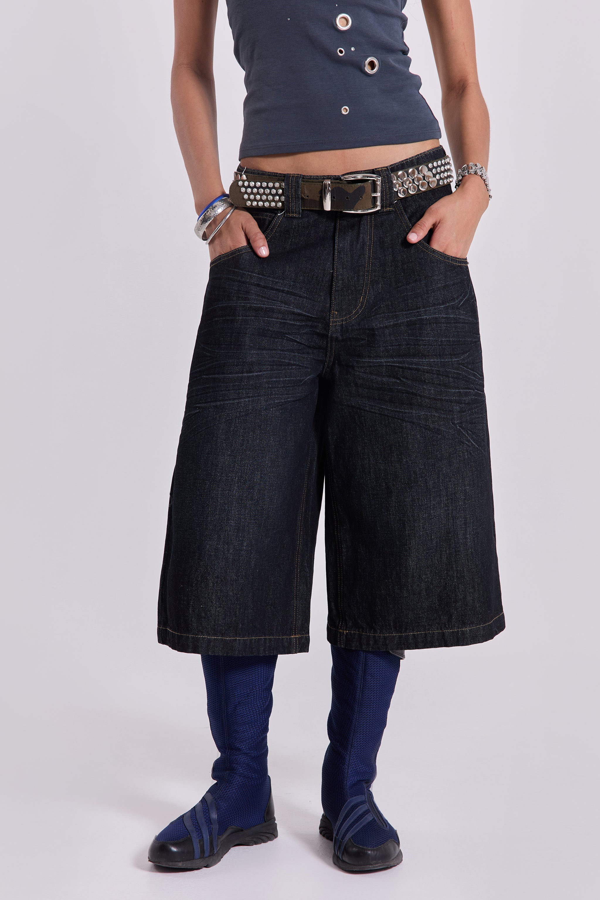 Creased Indigo Colossus Jorts