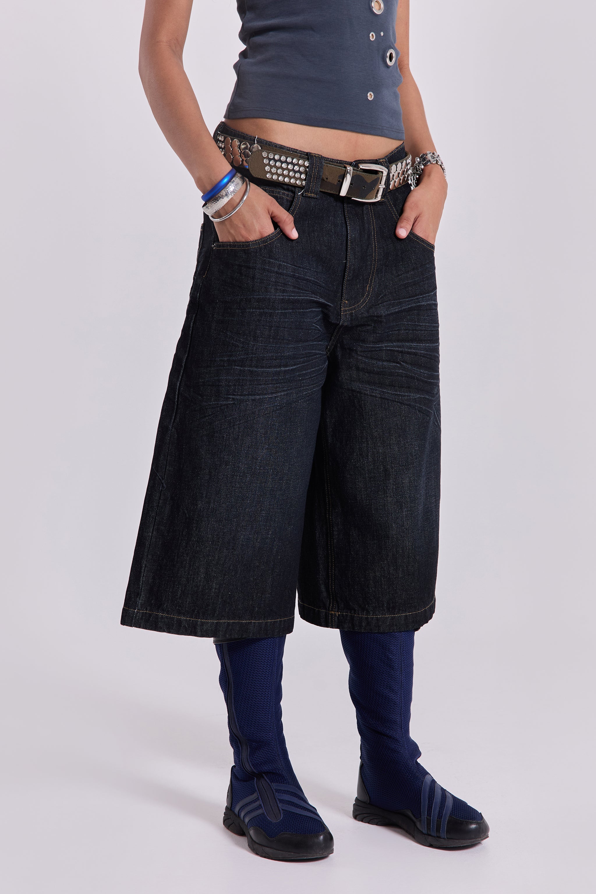 Creased Indigo Colossus Jorts