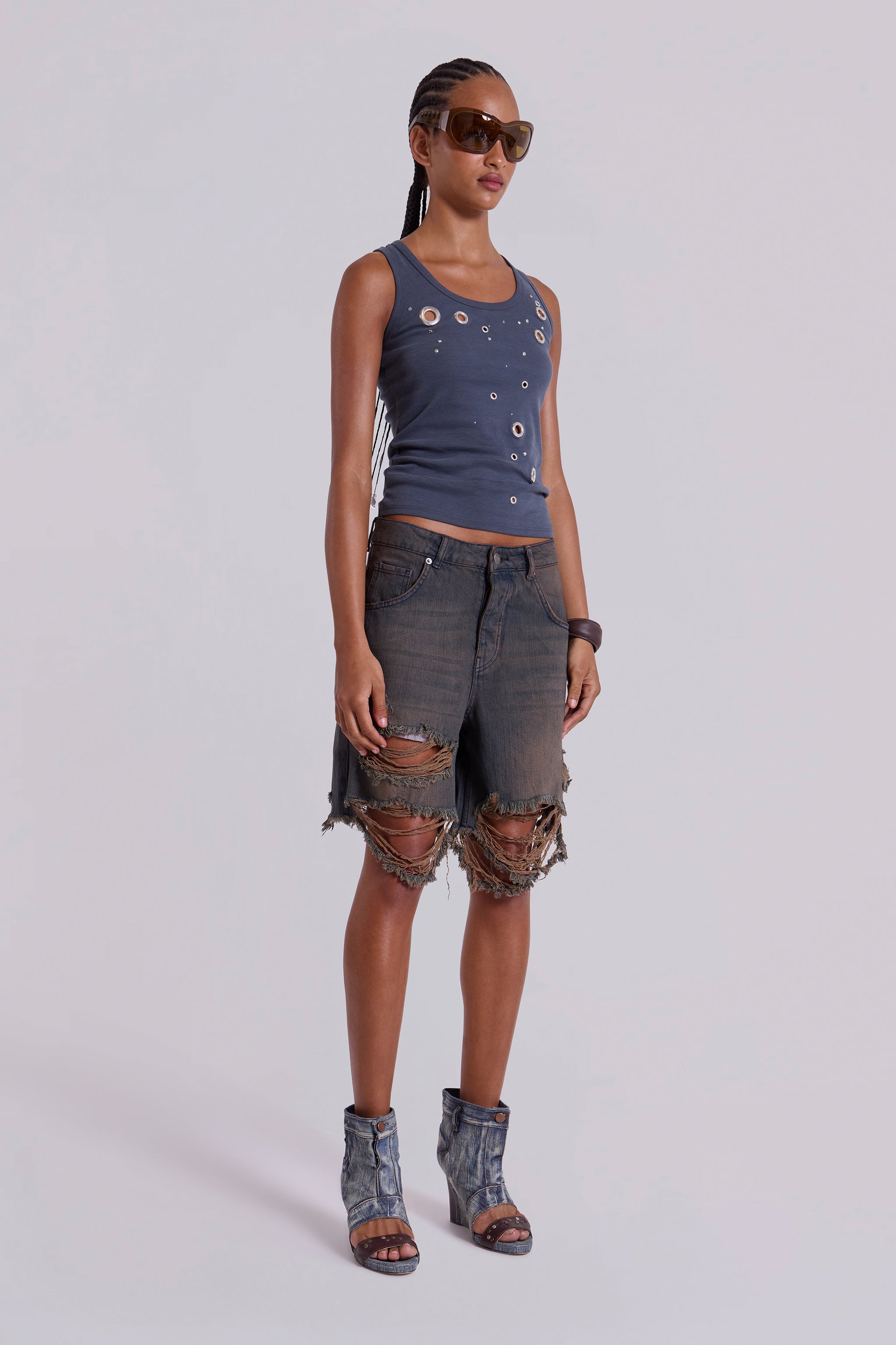 Dark Vintage Wash Glasto Shorts