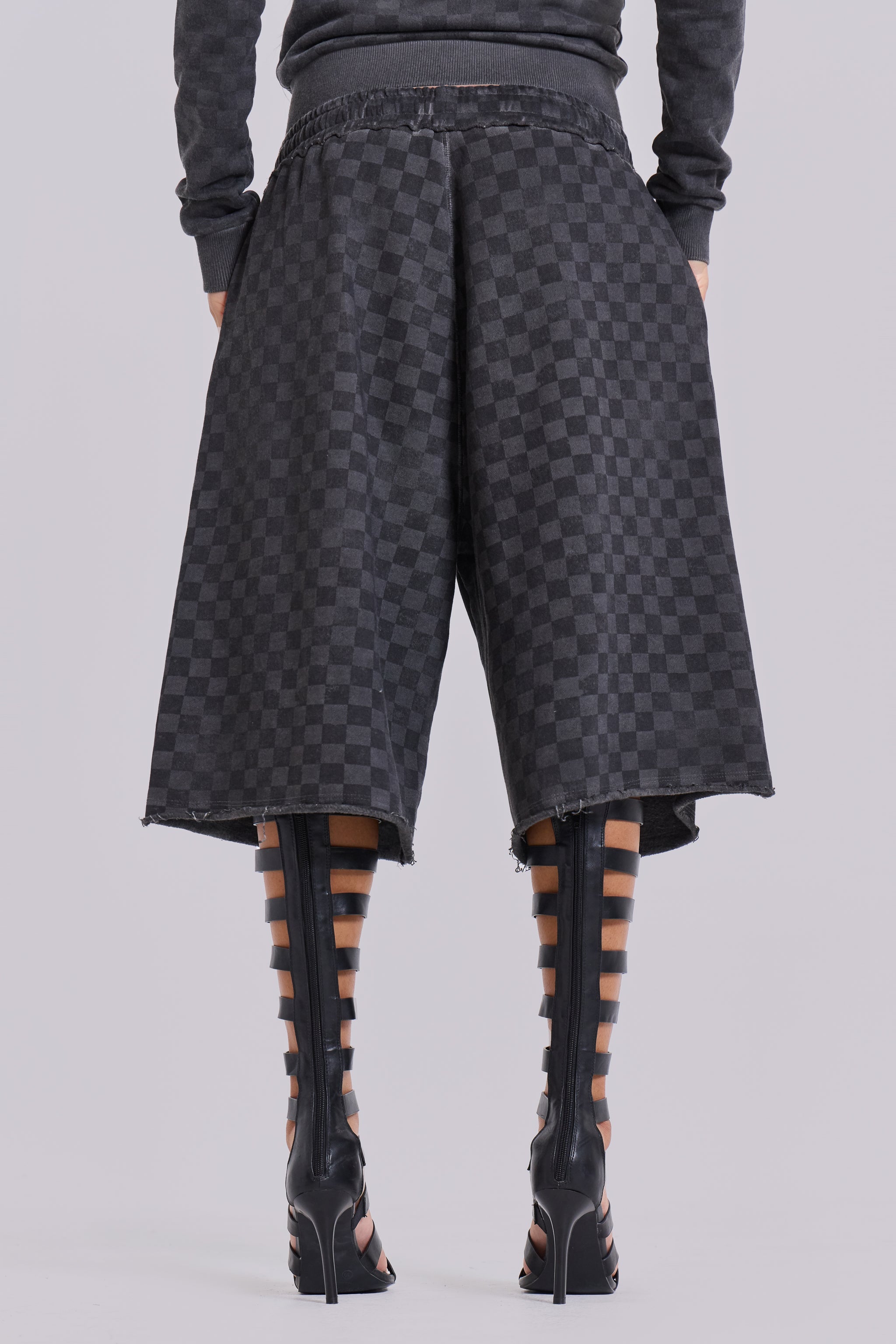 Checkerboard Monster Jogger Baggy Shorts