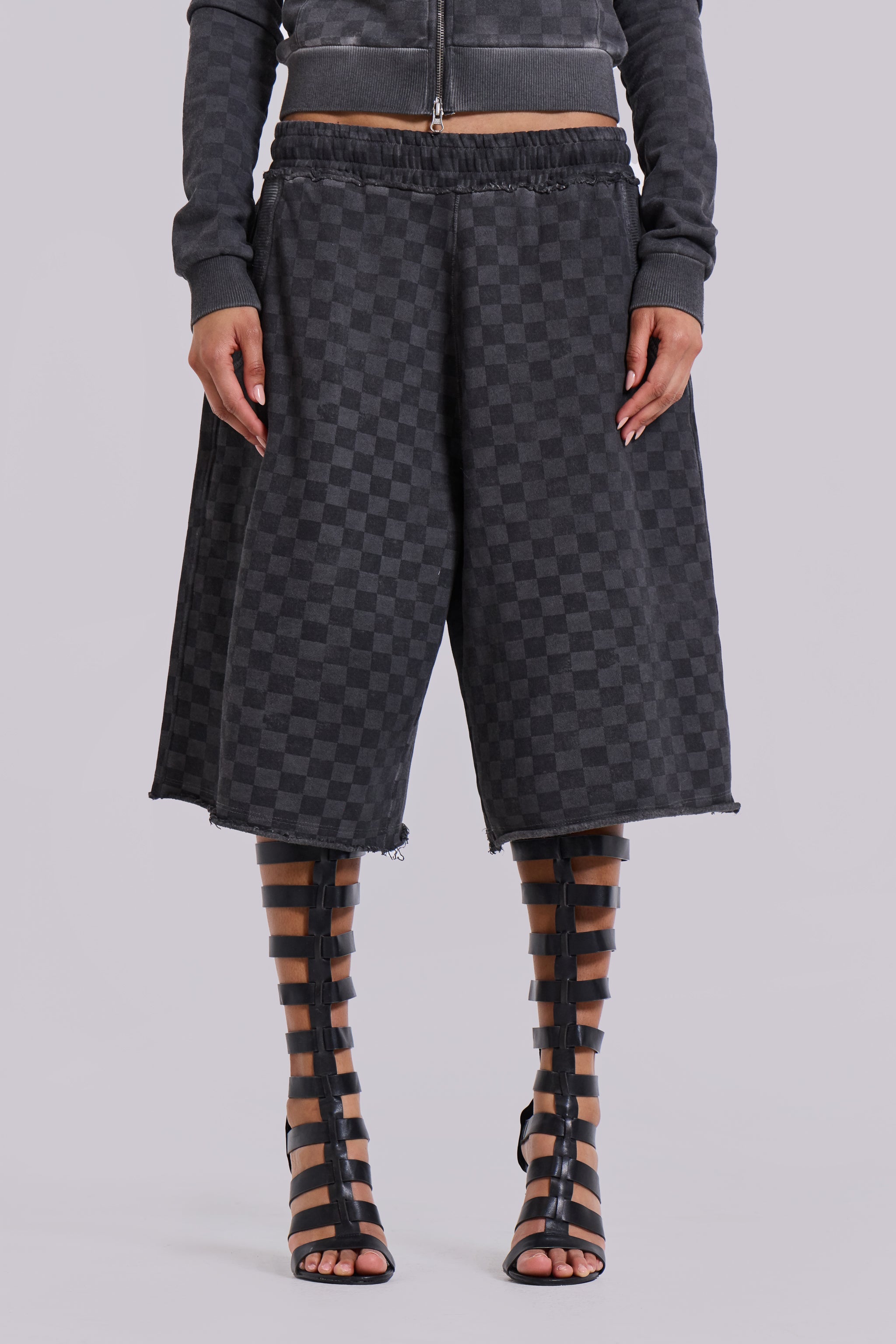 Checkerboard Monster Jogger Baggy Shorts