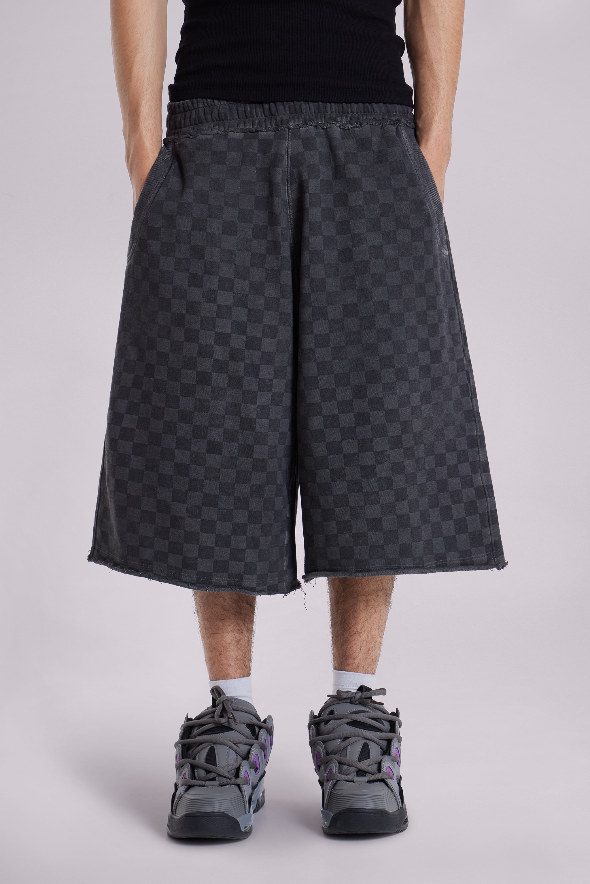 Checkerboard Monster Jogger Baggy Shorts