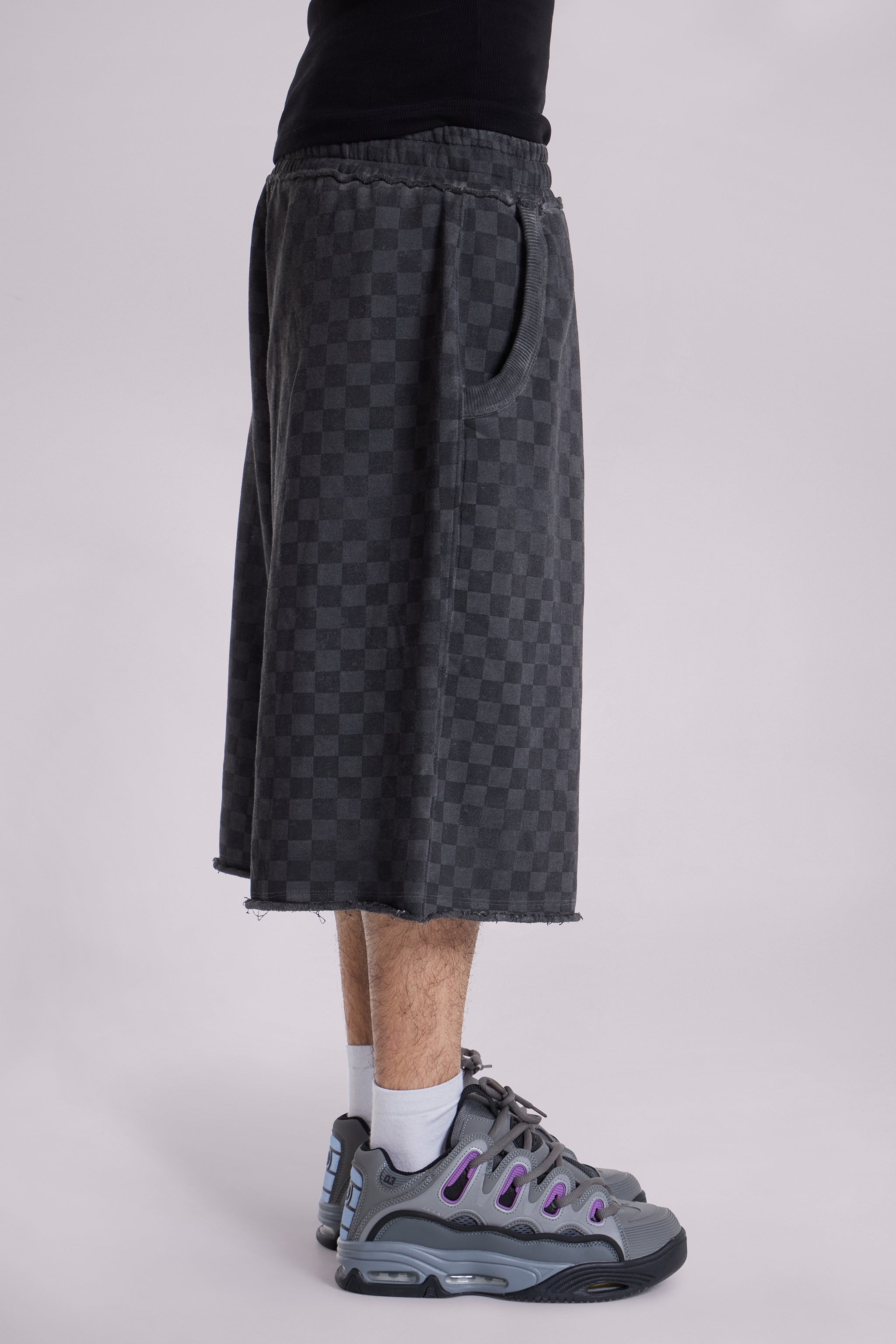 Checkerboard Monster Jogger Baggy Shorts