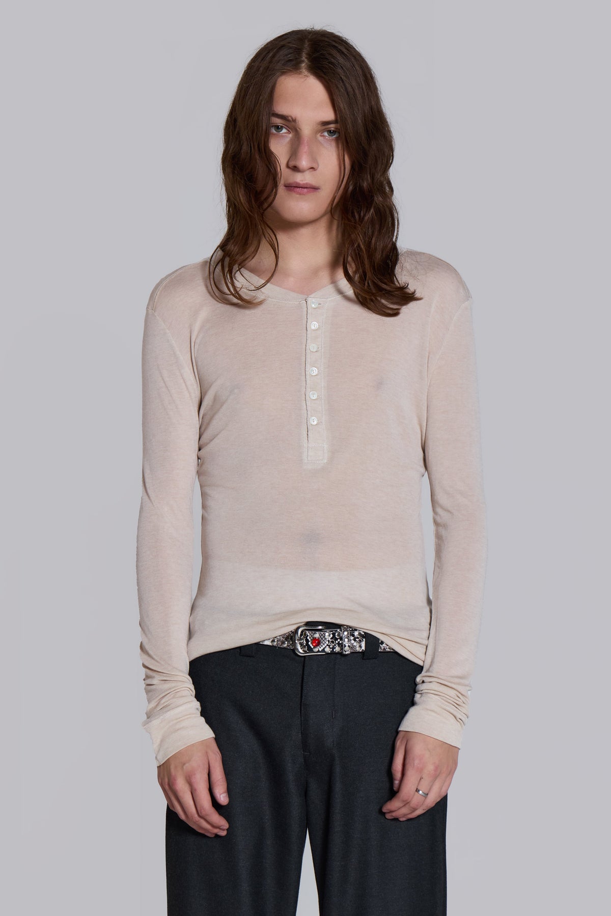 Oatmeal Haze Henley Top
