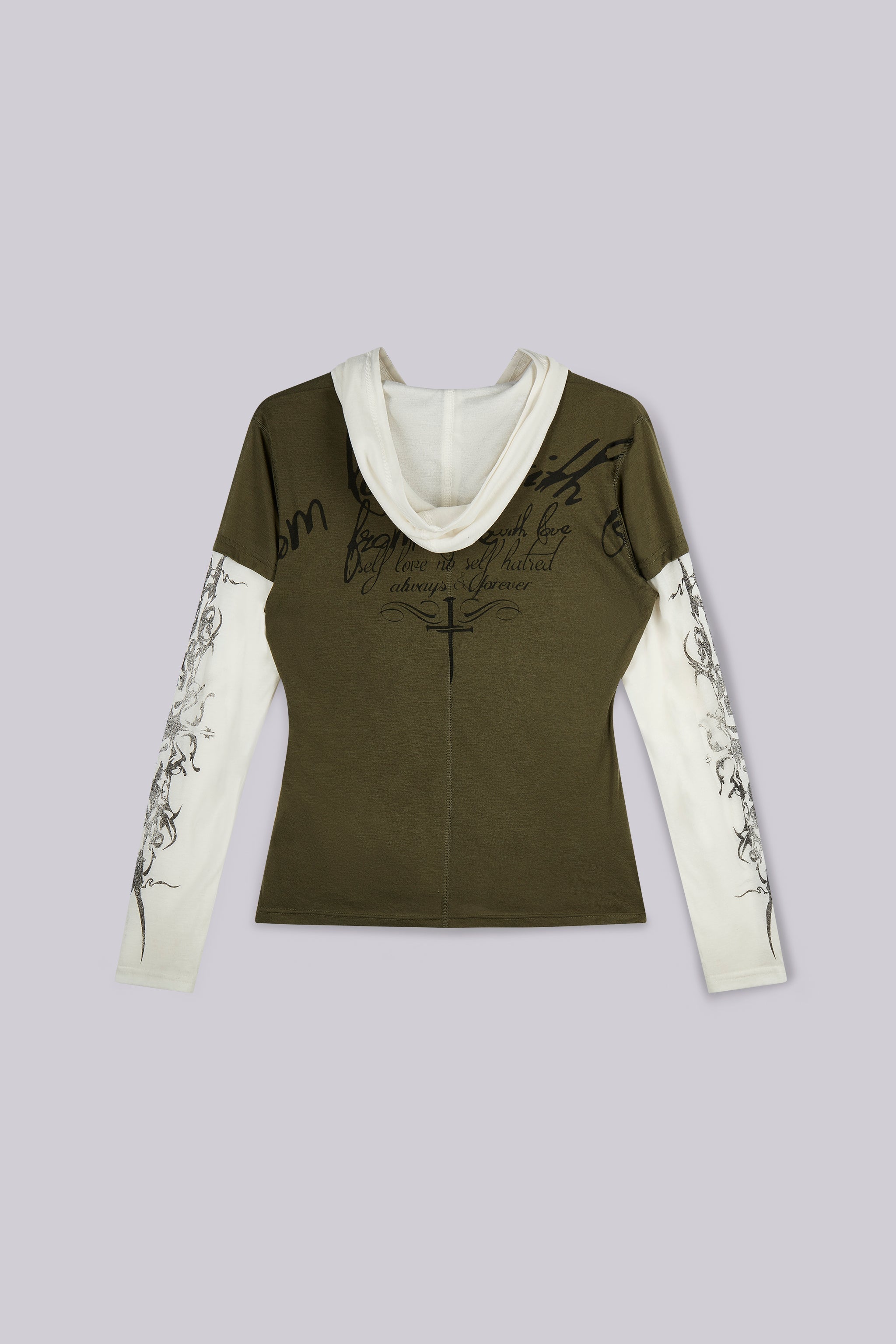 Tattoo Double Layer Hooded Mist