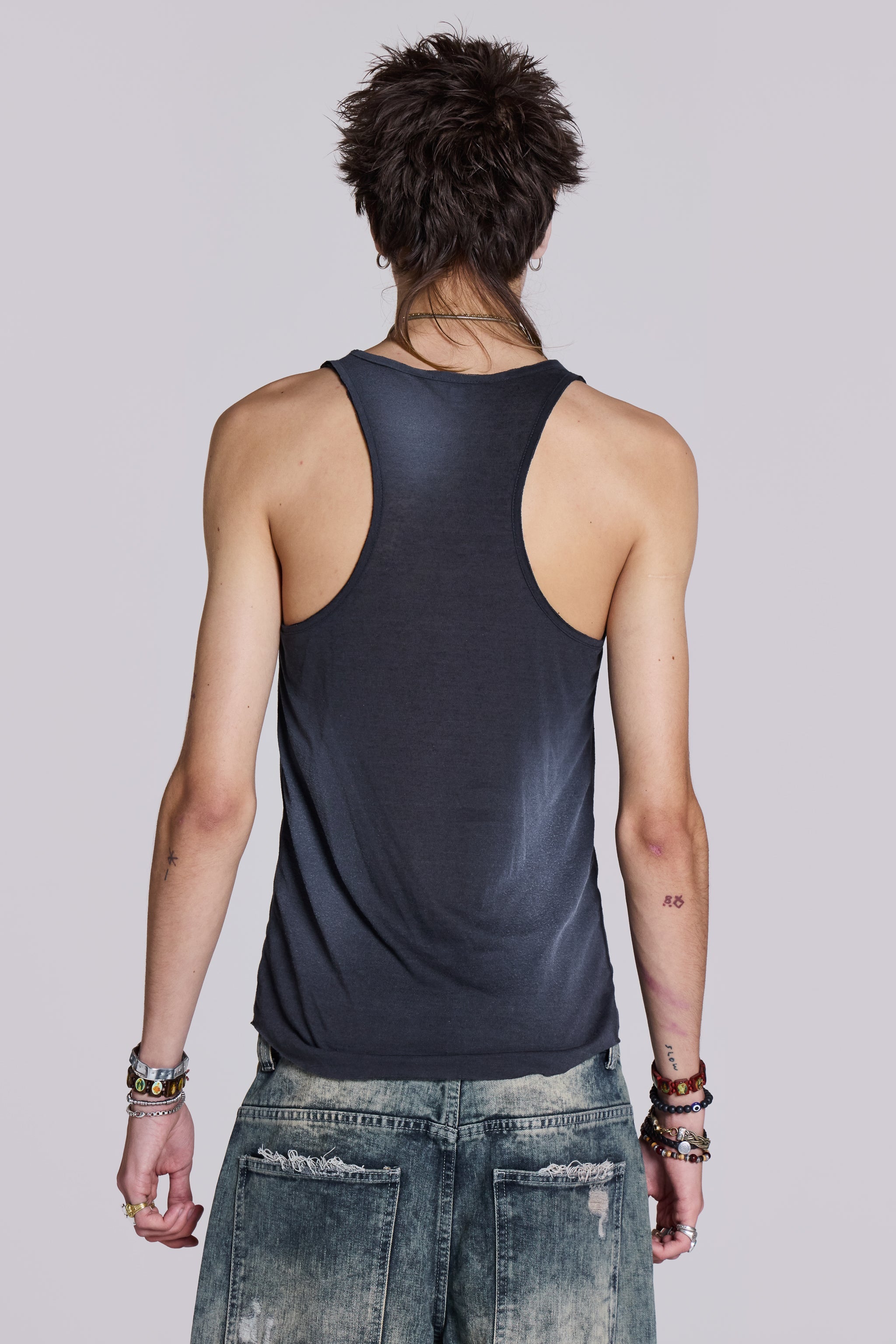 Safety Pin Washed Black Tank