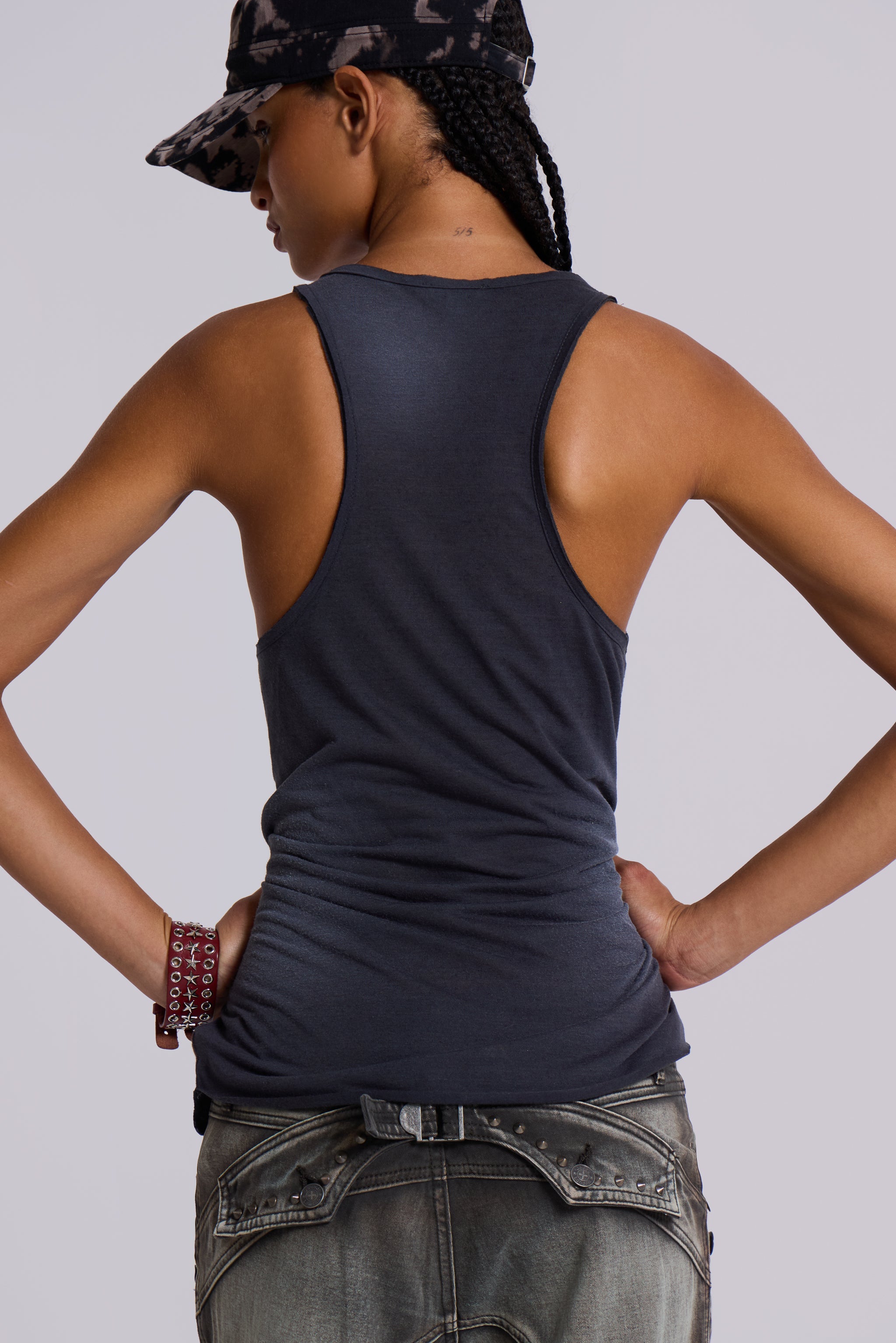 Safety Pin Washed Black Tank