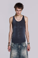 Safety Pin Washed Black Tank