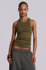 Khaki Rib Longline Vest