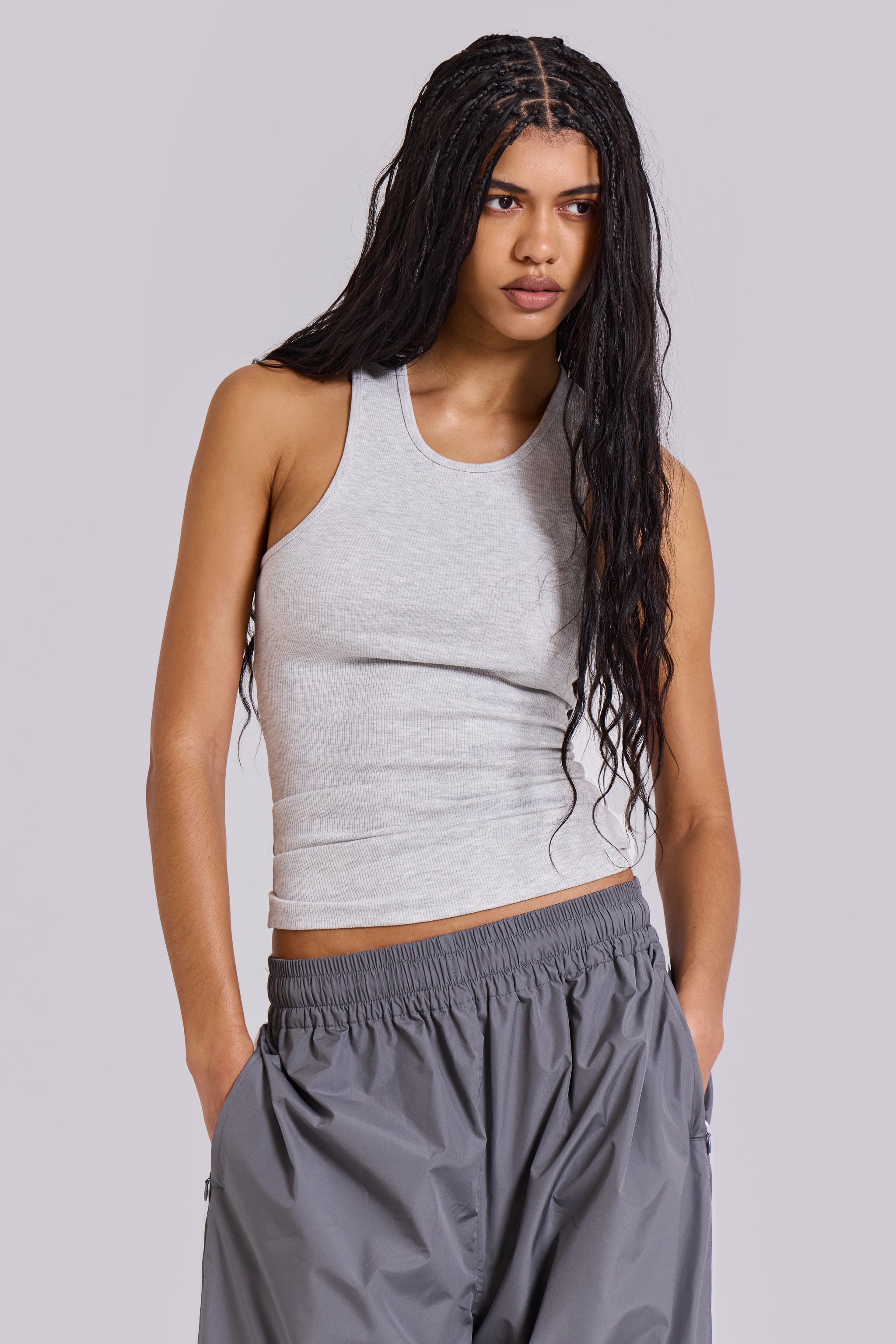 Grey Rib Longline Vest