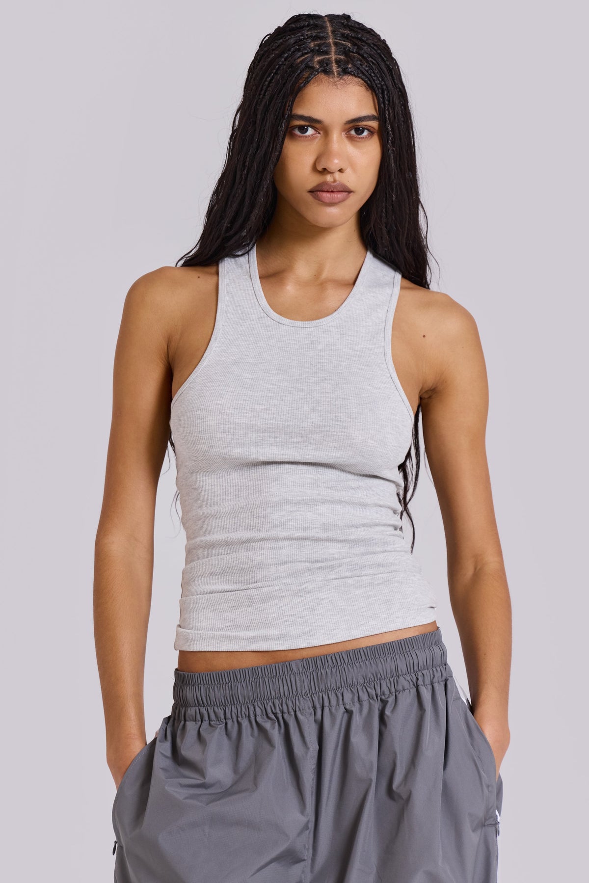 Grey Rib Longline Vest