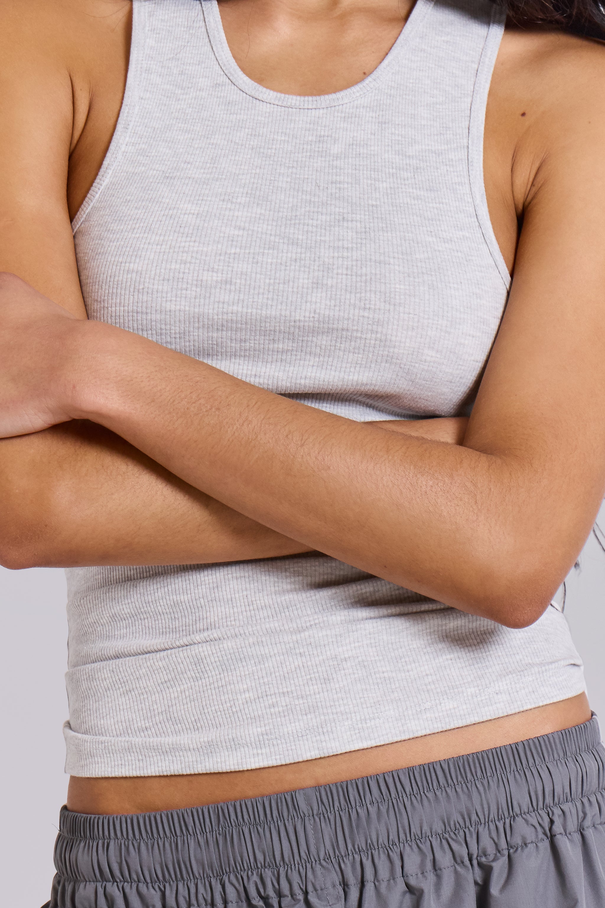Grey Rib Longline Vest