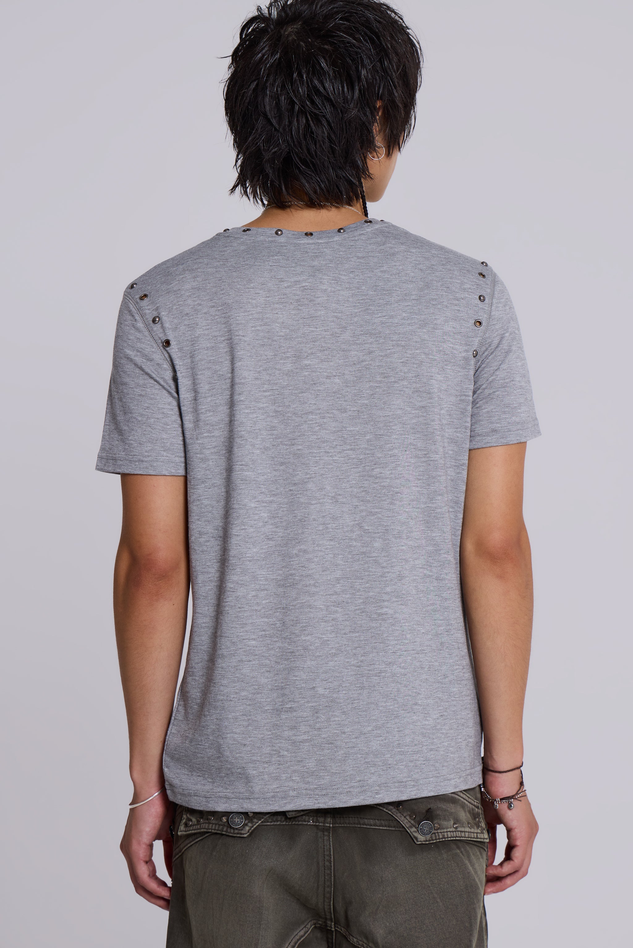 Studded Grey Marl Mist T-Shirt