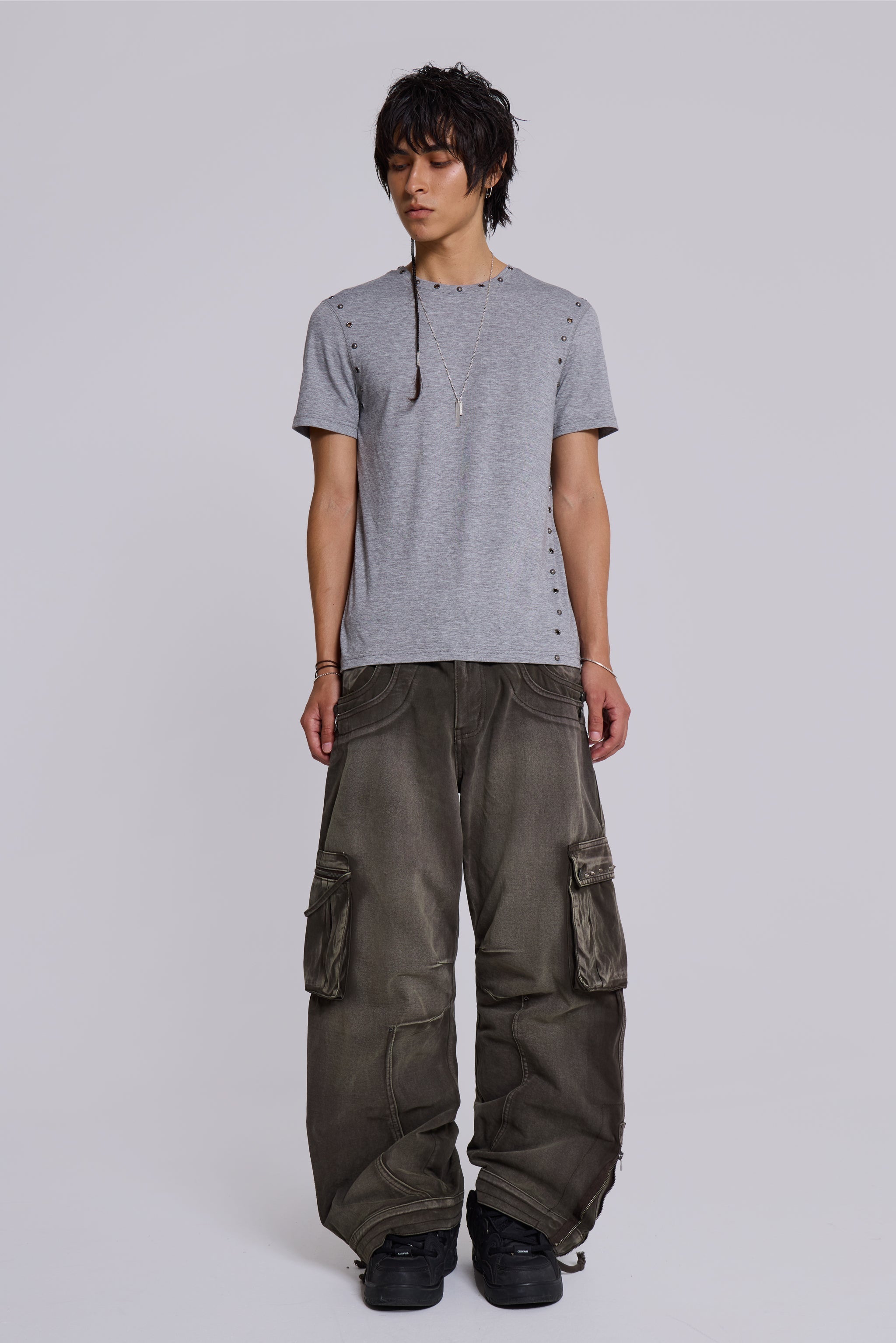 Studded Grey Marl Mist T-Shirt
