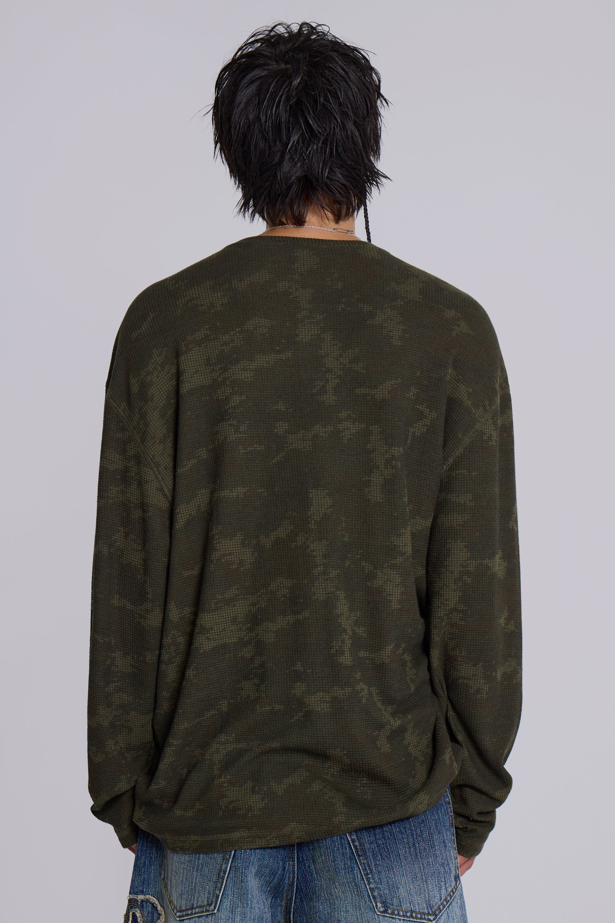 Digi Camo Waffle Henley Top