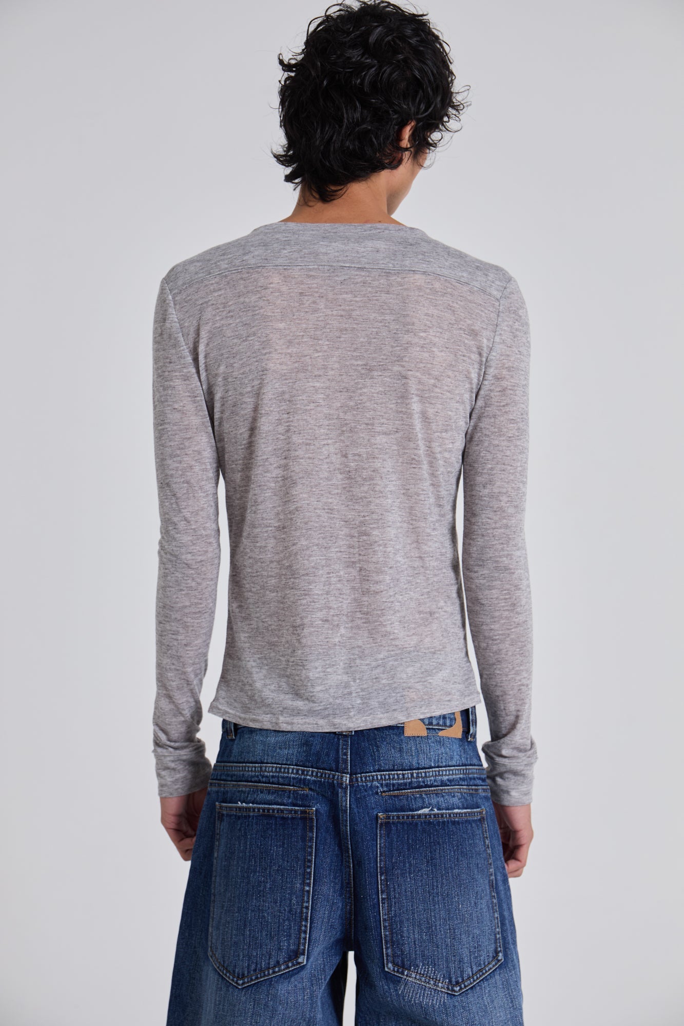 Grey Marl Haze Long Sleeve Top