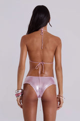 Azalea Metallic Button Mini Short Bikini Bottoms