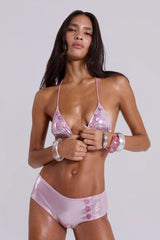 Azalea Metallic Button Mini Short Bikini Bottoms