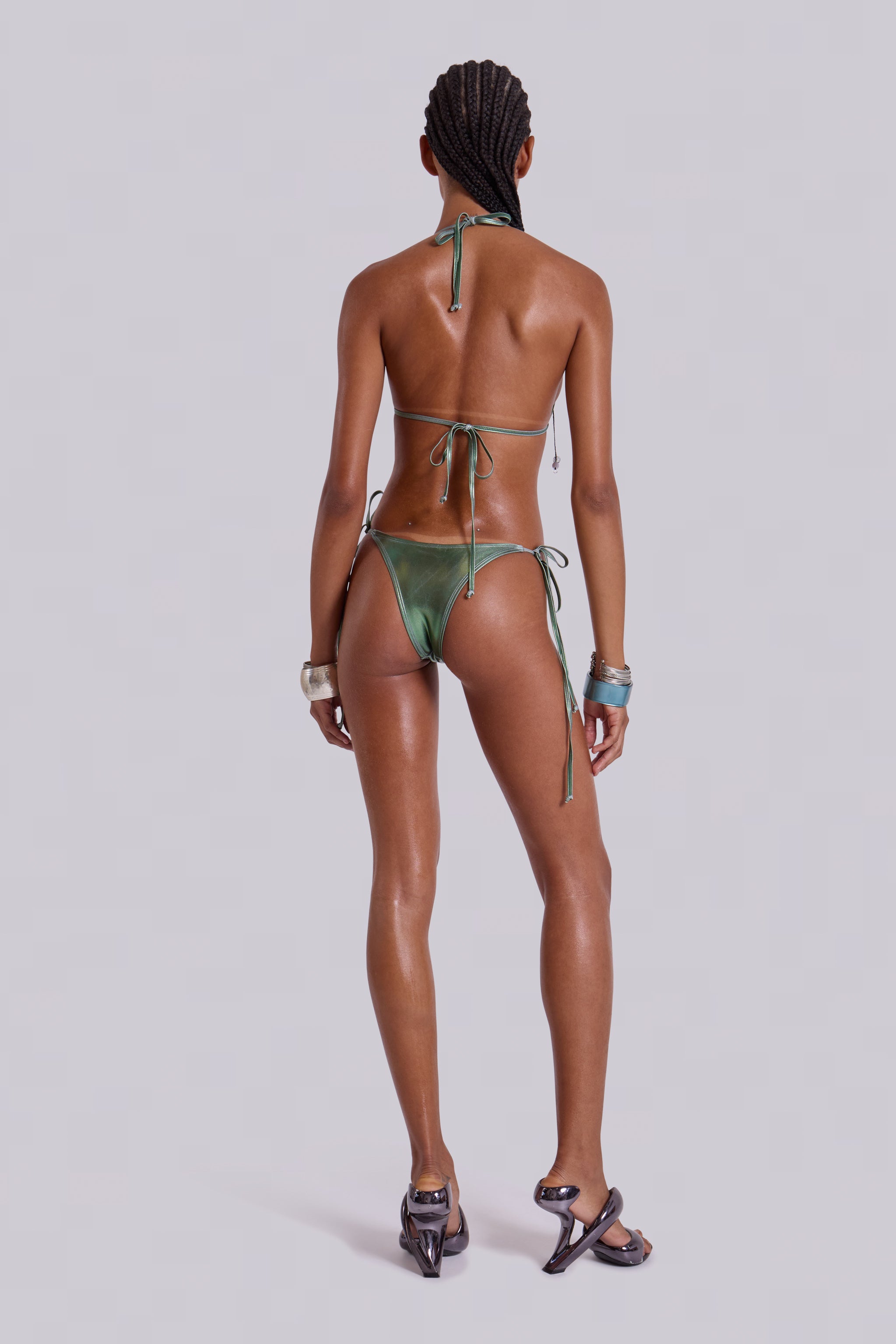 Veluna Metallic Micro Triangle Bikini Top