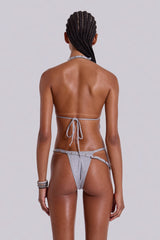 Zyra Grey Marl Popper Halter Bikini Top