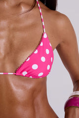 Lola Reversible Triangle Bikini Top in Pink Polkadot