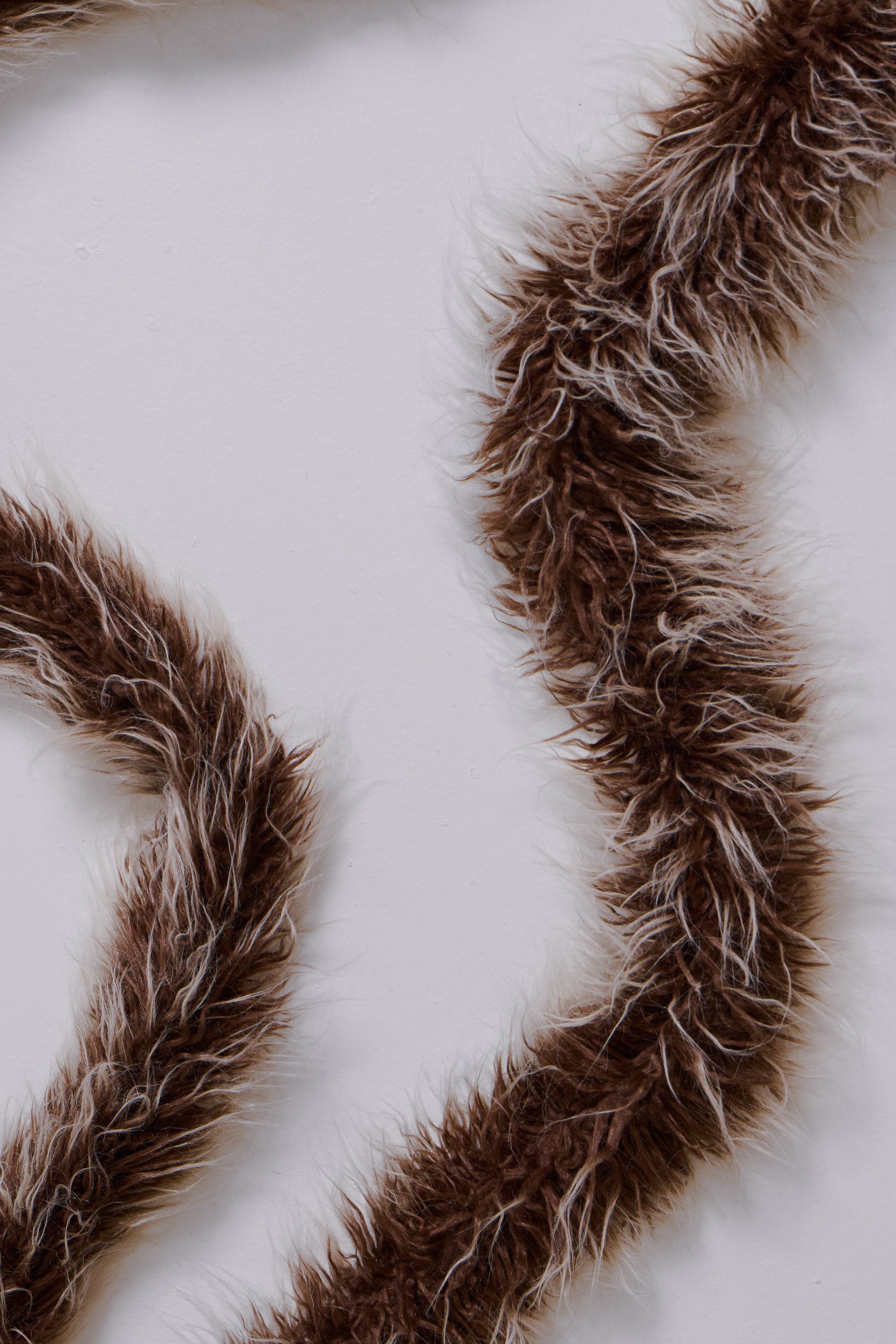 Leonie Faux Mongolian Fur Scarf in Brown