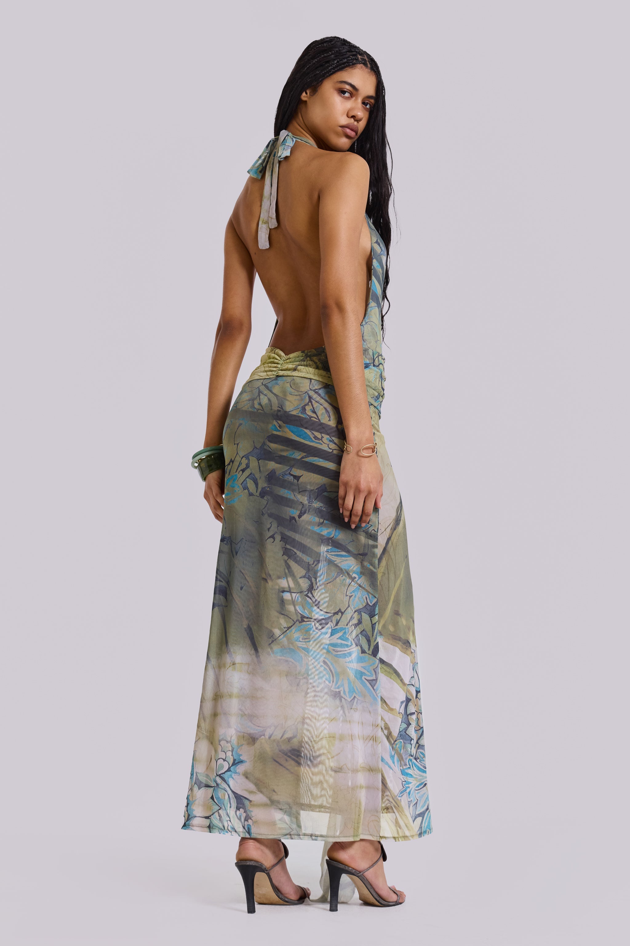 Cindy Plunge Maxi Dress In Green