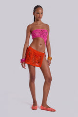 Aurea Asymmetric Crochet Mini Dress