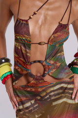 Kaia Midi Dress with Wooden Trims