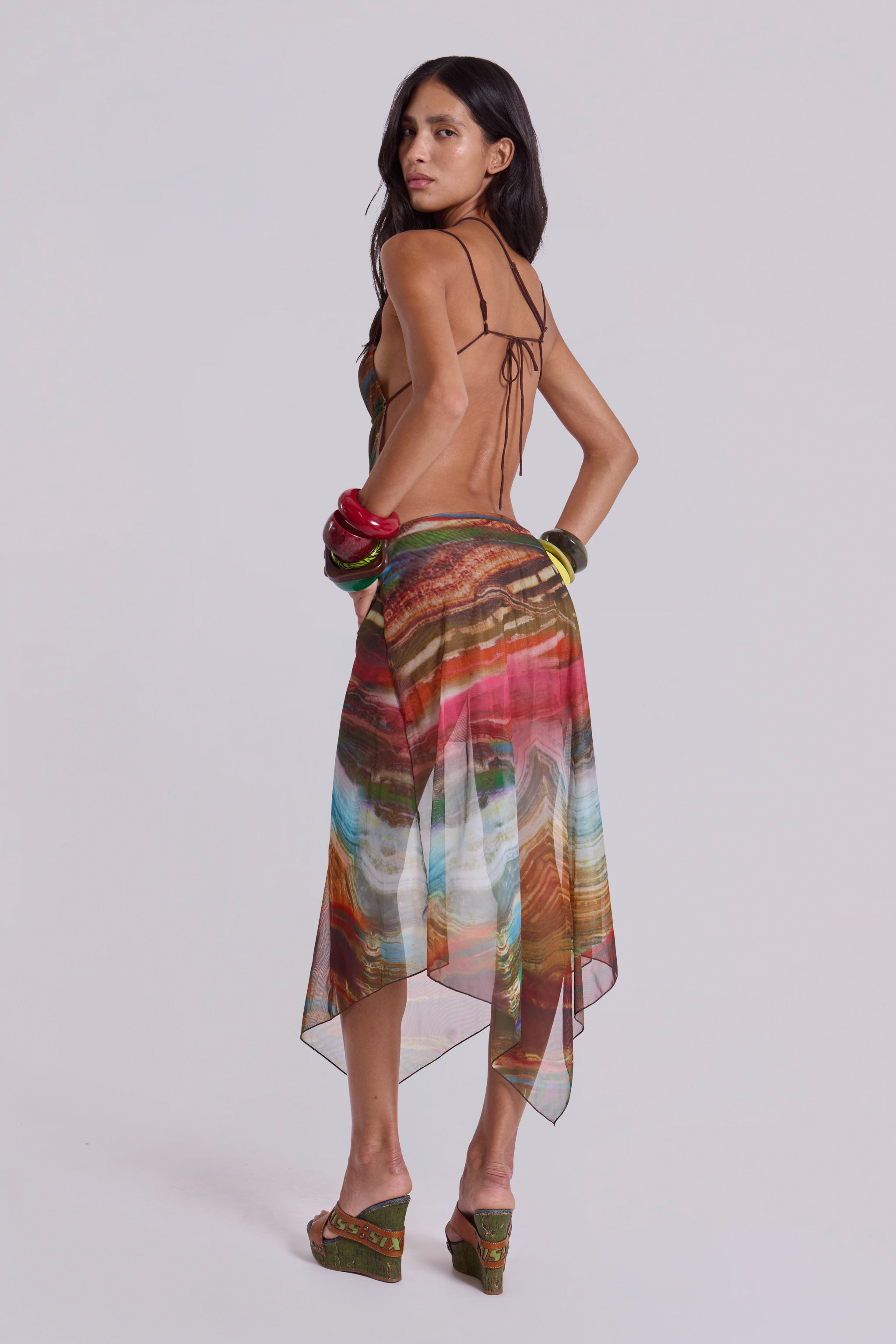 Kaia Midi Dress with Wooden Trims