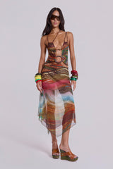 Kaia Midi Dress with Wooden Trims