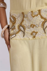 Darya Hand Beaded Backless Maxi Dress in Butter