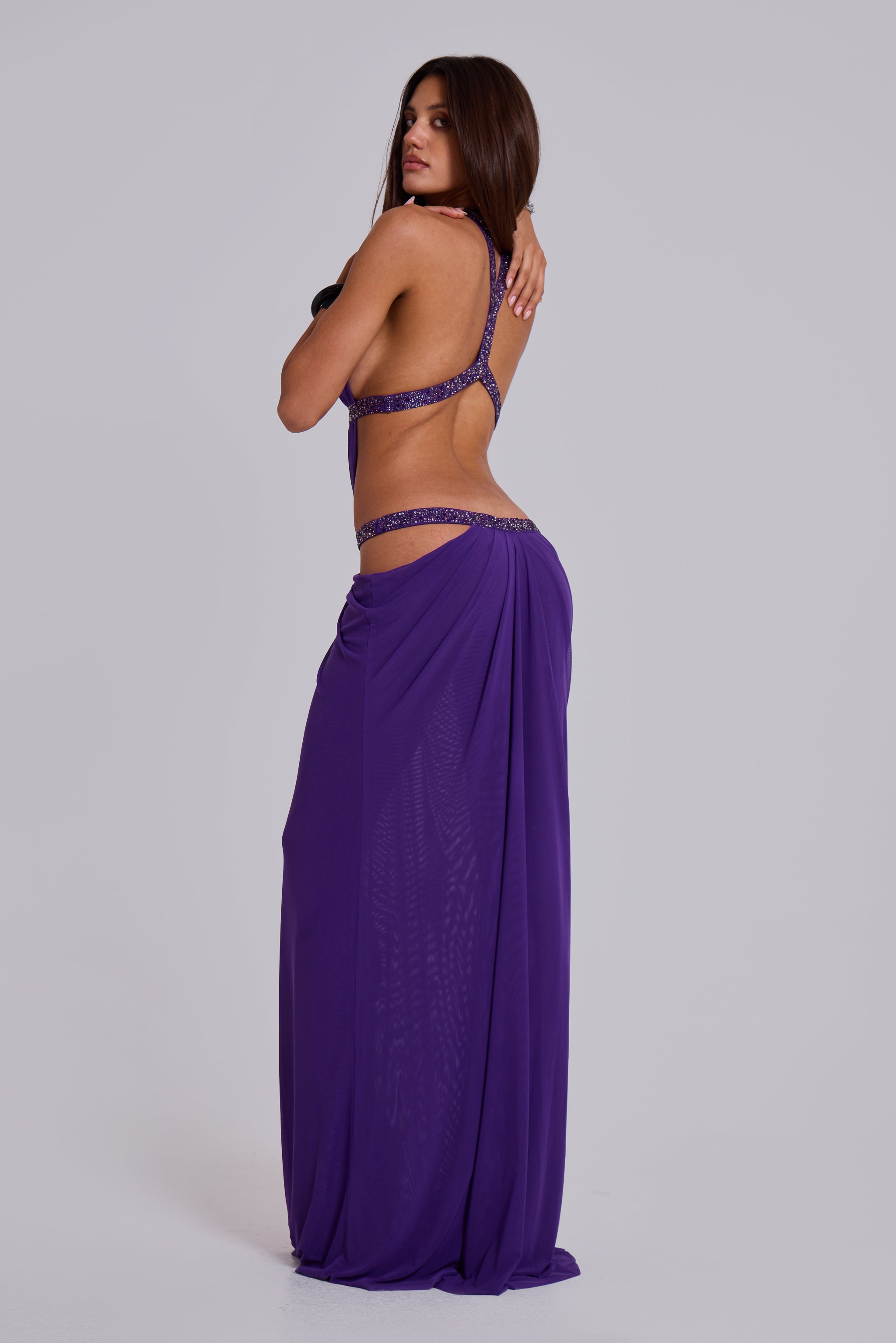 6AM Cut Out Maxi Dress in Violet