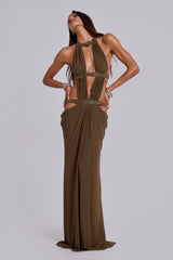 6AM Cut Out Maxi Dress in Moss