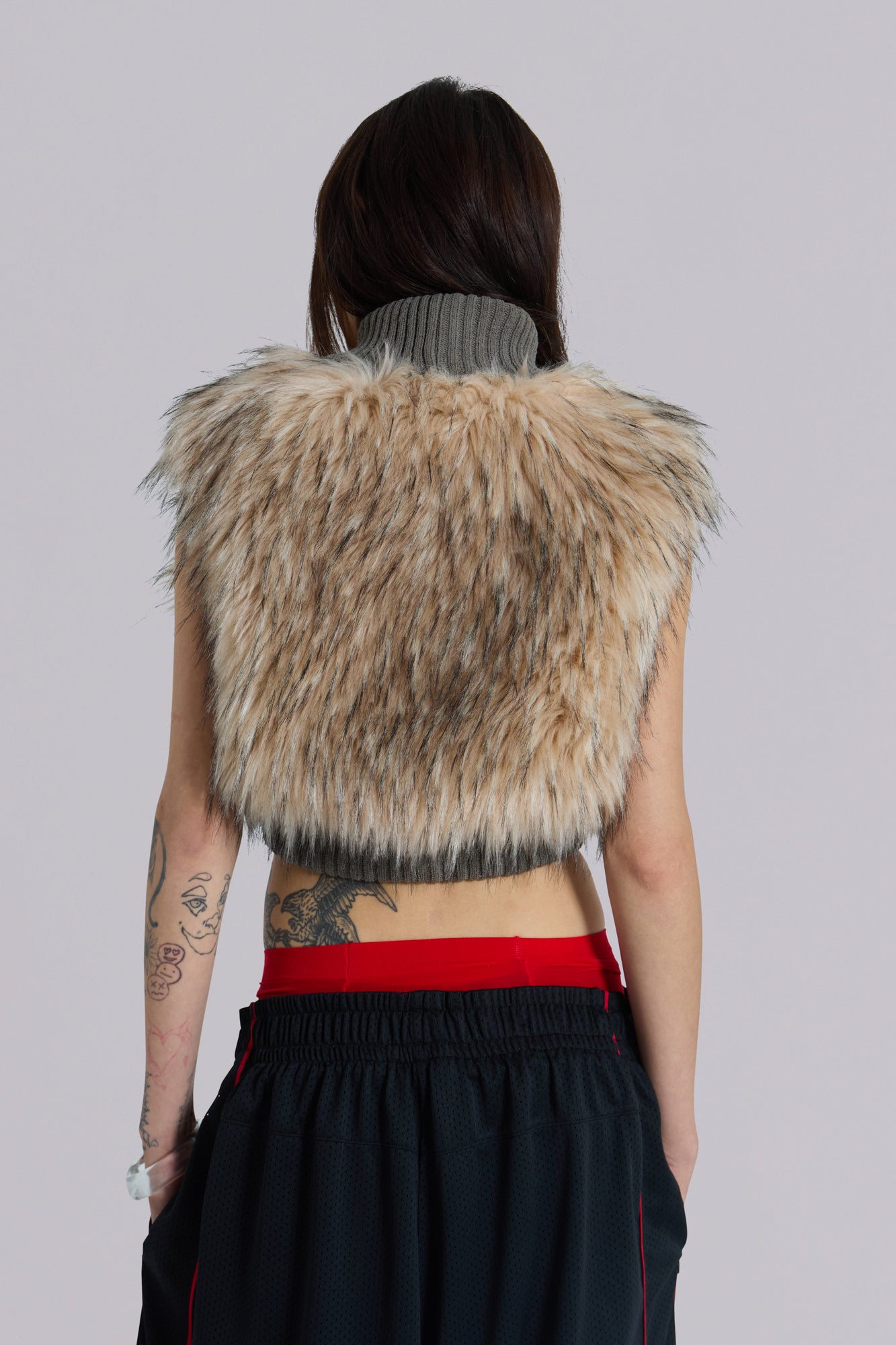 Meka Faux Fur Knit Shrug