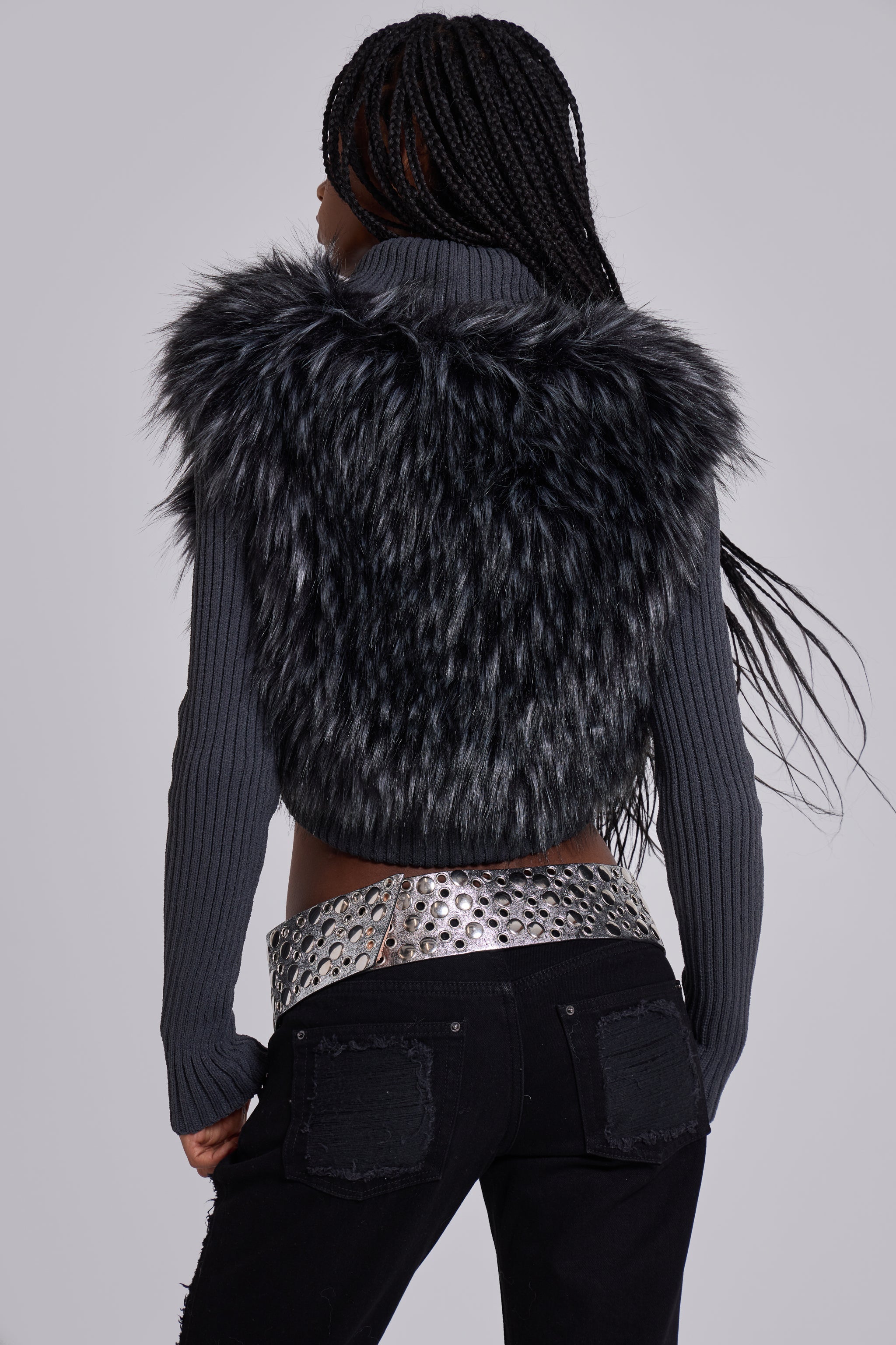 Zeka Faux Fur Knit Shrug
