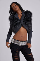 Zeka Faux Fur Knit Shrug