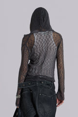 Naia Loose Knit Hooded Top in Charcoal