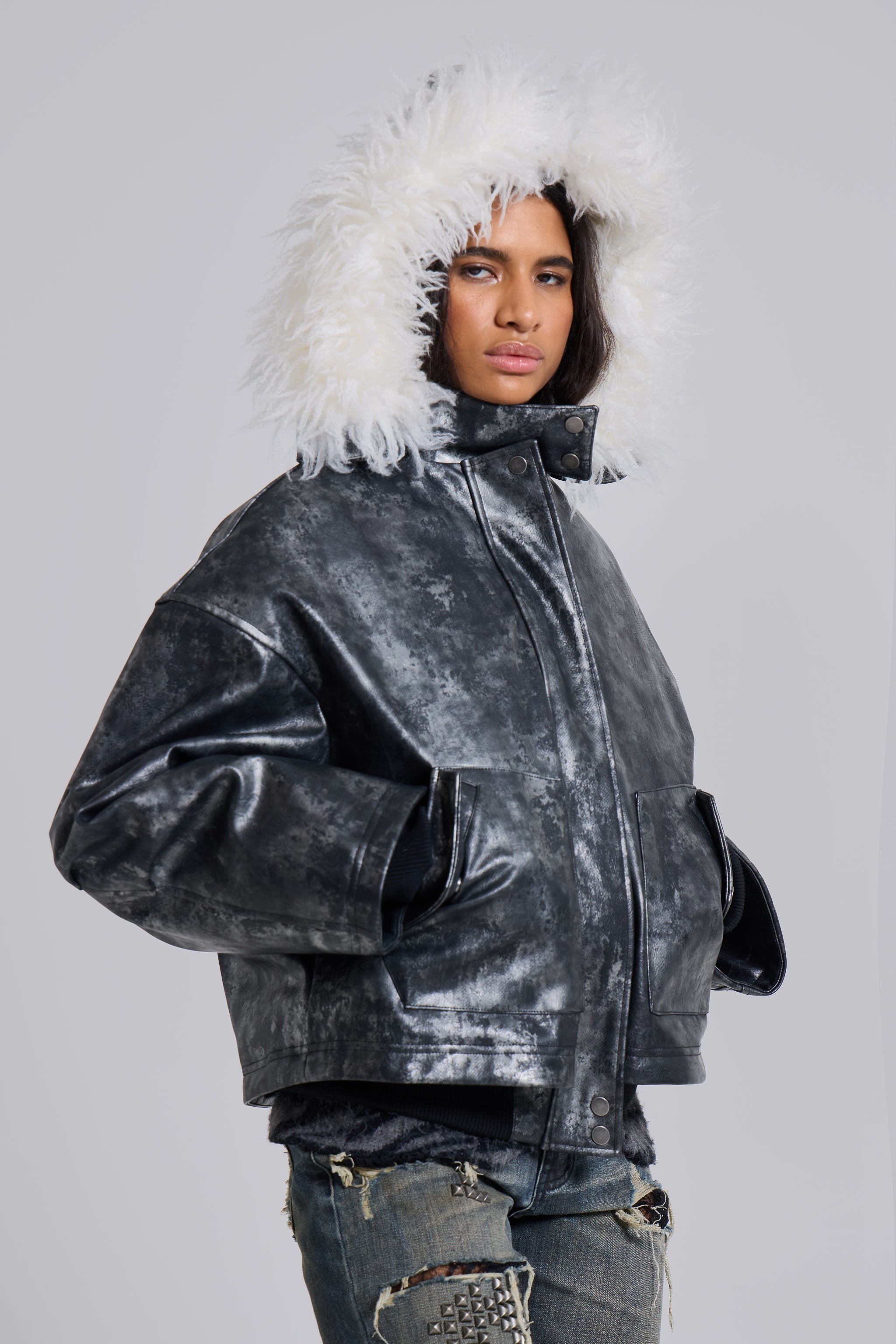 Mistra PU Leather Bomber Jacket