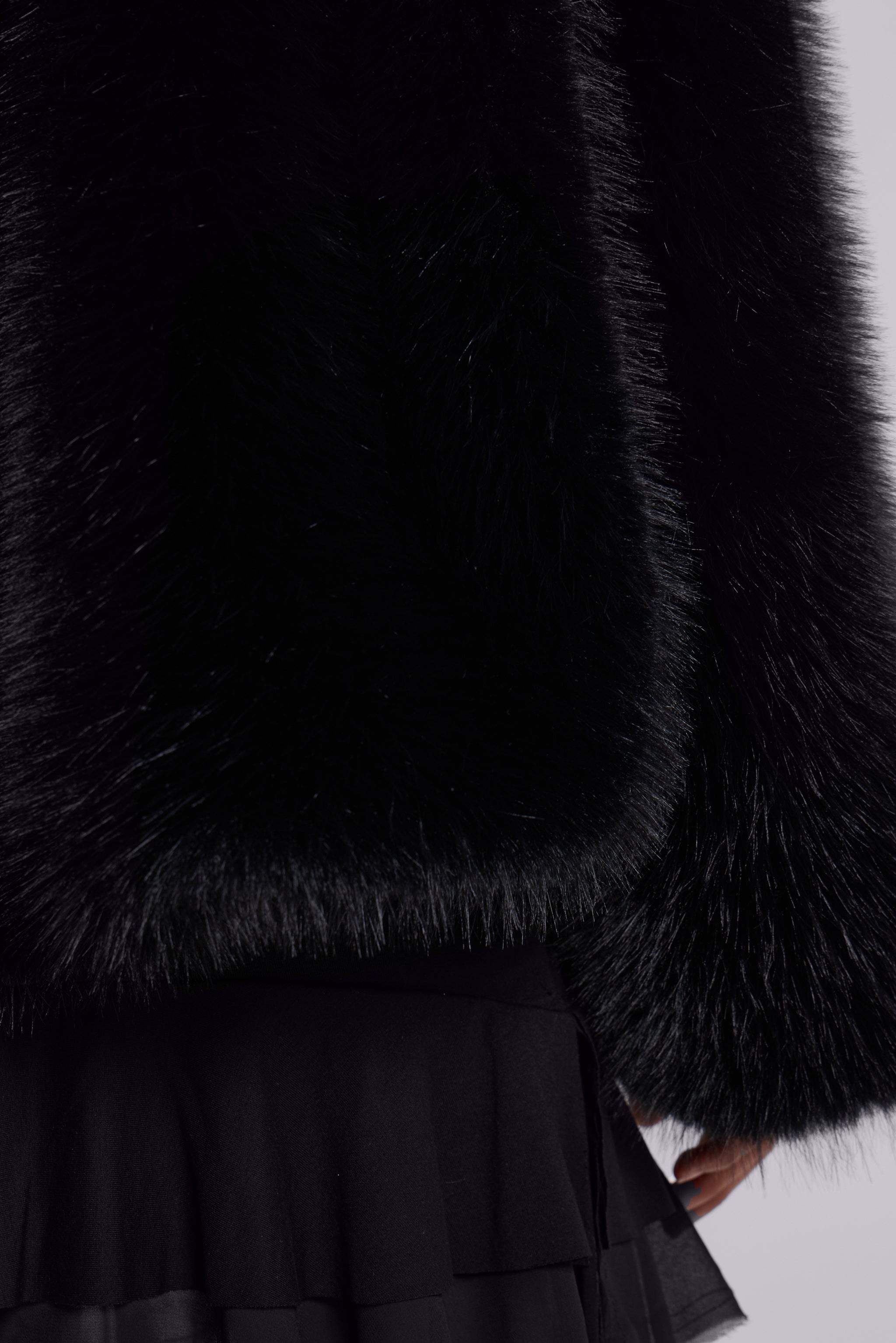 Mara Oversized Faux Fur Coat in Black