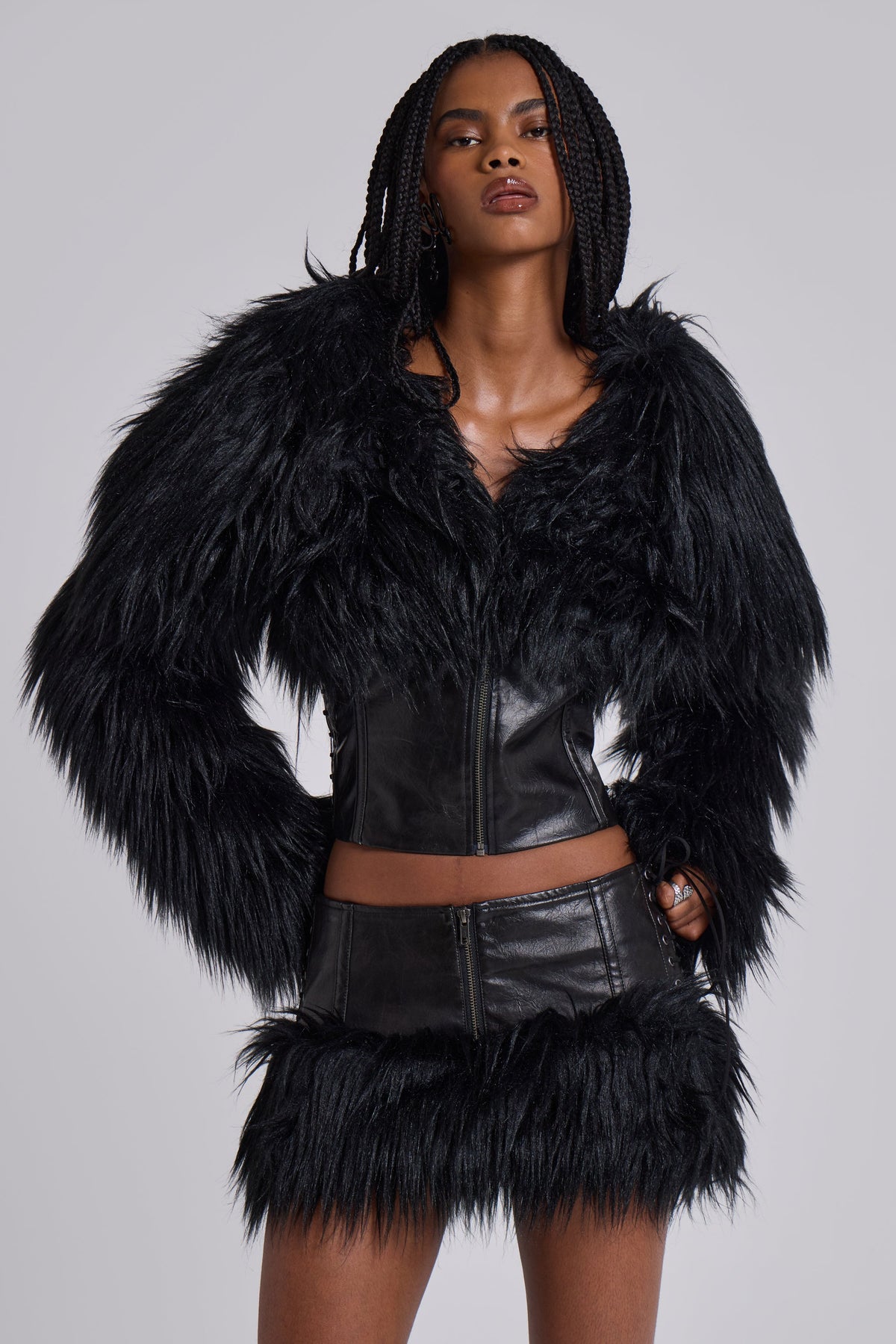 Viera Faux Fur and Leather Jacket